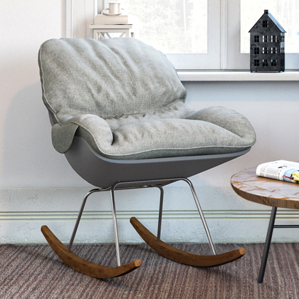 Buy Scandinavian Design Padded Rocking Chair Grey 59895 in the Europe 