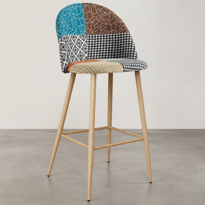 Buy Patchwork Upholstered Stool - Scandinavian Style - Bennett  Multicolour 59943 in the Europe 