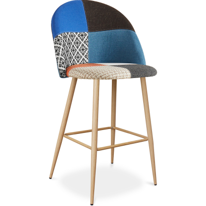 Buy Patchwork Upholstered Stool - Scandinavian Style - Bennett Multicolour 59946 at MyFaktory 
