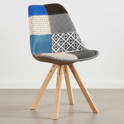 Buy Dining Chair Brielle Upholstered Scandi Design Wooden Legs Premium - Patchwork Piti Multicolour 59963 home delivery 