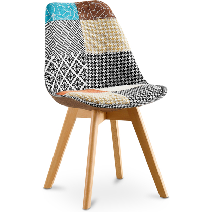 Buy Dining Chair Brielle Upholstered Scandi Design Wooden Legs Premium New Edition - Patchwork Amy Multicolour 59970 home delivery 