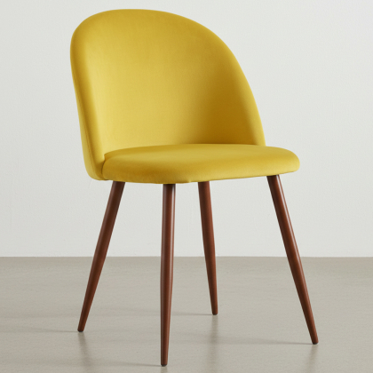 Buy Dining Chair - Upholstered in Velvet - Scandinavian Design - Bennett Yellow 59991 in the Europe 