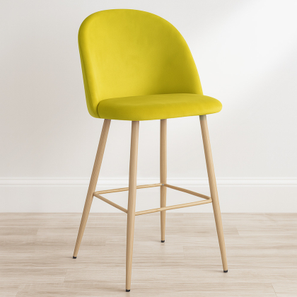 Buy Velvet Upholstered Stool - Scandinavian Design - Bennett Yellow 59992 - in the EU 