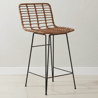 Buy Bar Stool Design Boho Bali Synthetic Wicker 65cm - Kimi Natural wood 59994 home delivery 