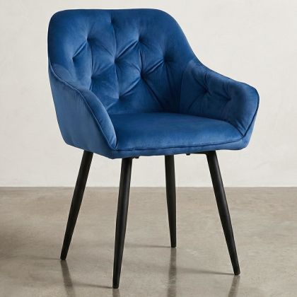 Buy Dining Chair with Armrests - Upholstered in Velvet - Carrol Yellow 59998 at MyFaktory