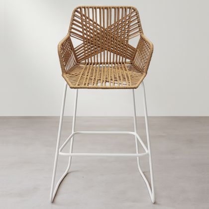 Buy Bar Stool Design Boho Bali Rattan Synthetic 75cm - Zane Natural wood 60005 in the Europe 