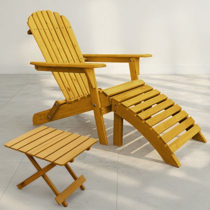 Buy Adirondack Garden long Chair + Footrest + Table Wood Outdoor Furniture Set - Anela Red 60010 with a guarantee 