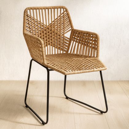 Buy Garden Dining Chair Design Boho Bali Rattan Synthetic - Zane Black 60015 - prices 