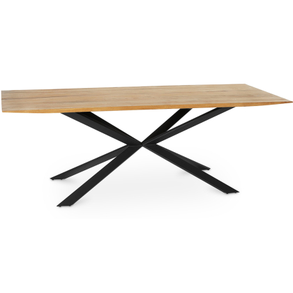 Buy Dining Table 220 cm Rectangular Industrial Design – Wood & Black Metal – 6/8 Seats – Holh Natural wood 60019 with a guarantee 