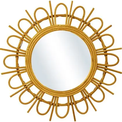 Buy Wall Mirror - Boho Bali Round Design (60 cm) - Uli Natural wood 60053 - prices 