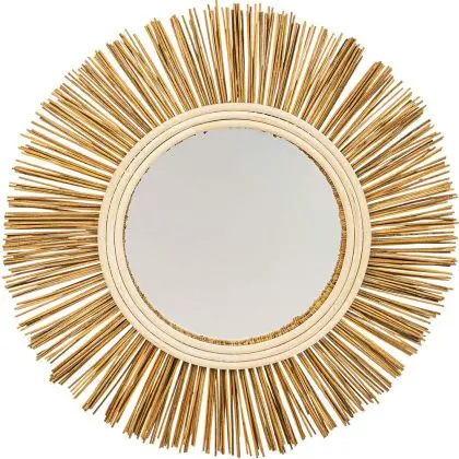 Buy Wall Mirror - Boho Bali Round Design (60 cm) - Tera Natural wood 60055 home delivery 