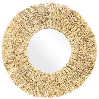 Buy Wall Mirror - Boho Bali Round Design (60 cm) - Qui Natural wood 60056 with a guarantee 