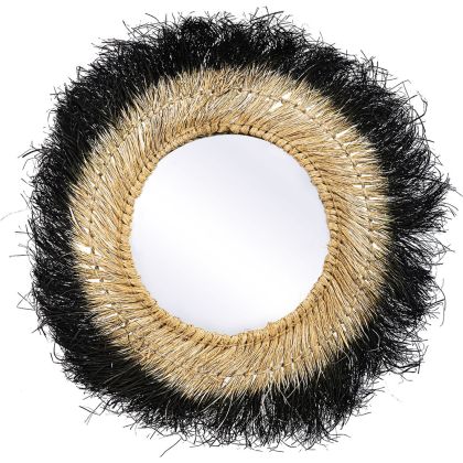 Buy Wall Mirror - Boho Bali Round Design (60 cm) - Melu Natural wood 60059 home delivery 