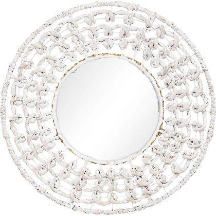 Buy Wall Mirror - Boho Bali Round Design (60 cm) - Chiua White 60060 - prices 