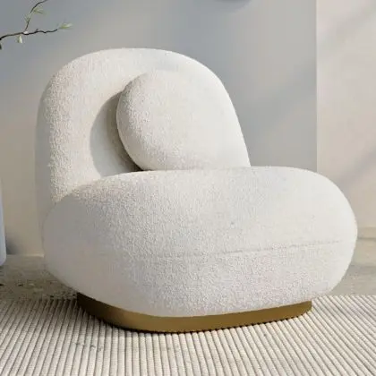 Buy Bouclé fabric upholstered armchair - Nuiba White 60078 at MyFaktory 