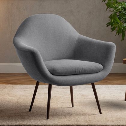 Buy Velvet upholstered armchair - Ora Dark grey 60087 home delivery 