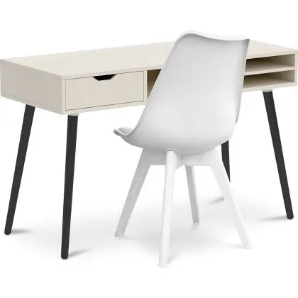 Buy Office Desk Table Wooden Design Scandinavian Style Viggo + Premium Brielle Scandinavian Design chair with cushion Black 60115 - prices 