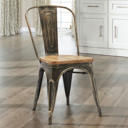 Dining Chair Bistrot Metalix Industrial Metal and Light Wood - New Edition Metallic bronze 60123 photo 1 Buy Dining Chair Bistrot Metalix Industrial Metal and Light Wood - New Edition Metallic bronze 60123 at MyFaktory