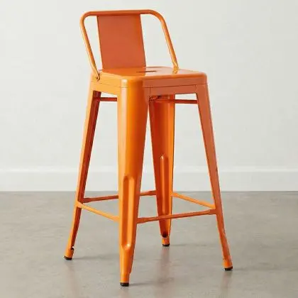 Buy Bar Stool with Backrest - Industrial Design - 60cm - New Edition - Metalix Orange 60126 with a guarantee 