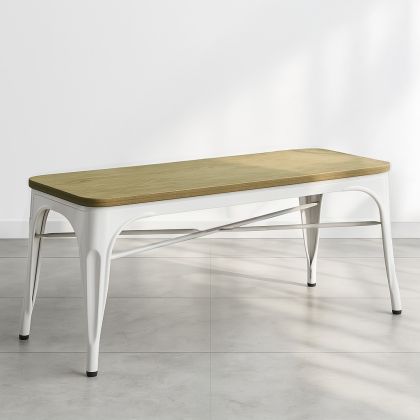 Buy Bench Bistrot Metalix Industrial Metal and Light Wood - New Edition White 60131 - prices 
