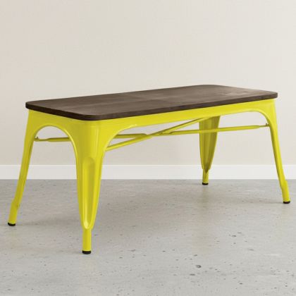 Buy Bench Bistrot Metalix Industrial Metal and Dark Wood - New Edition Yellow 60132 at MyFaktory 