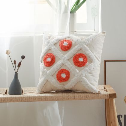 Buy Square Cotton Cushion Boho Bali Style (45x45 cm) cover + filling - Pineka Orange 60171 home delivery 