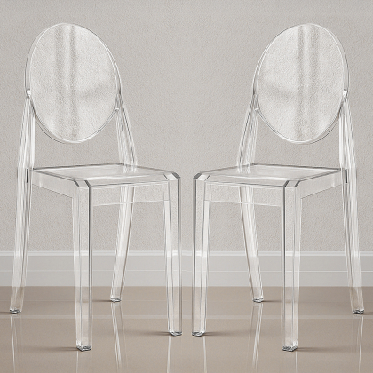 Buy Pack of 2 Transparent Dining Chairs - Victoire  Transparent 58734 - prices 