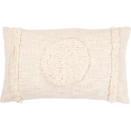 Buy Rectangular Cushion in Boho Bali Style, Cotton cover + filling - Gaia White 60181 in the Europe 