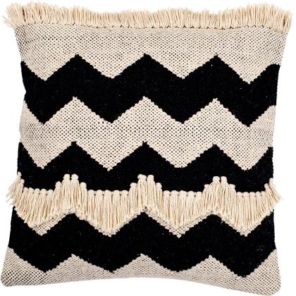 Buy Square Cotton Cushion in Boho Bali Style cover + filling - Gwen White / Black 60182 in the Europe 