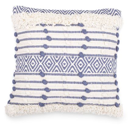 Buy Square Cotton Cushion in Boho Bali Style cover + filling - Laurie Blue 60186 - prices 