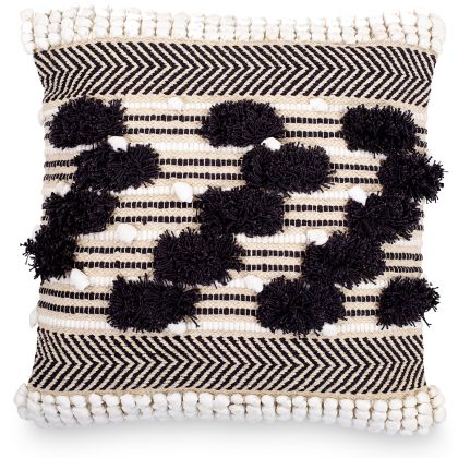 Buy Square Cotton Cushion in Boho Bali Style cover + filling - Safira Grey 60193 with a guarantee 