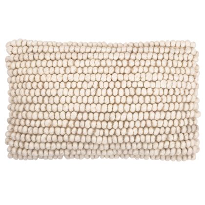 Buy Rectangular Cushion in Boho Bali Style, Wool cover + filling - Samantha White 60196 with a guarantee 