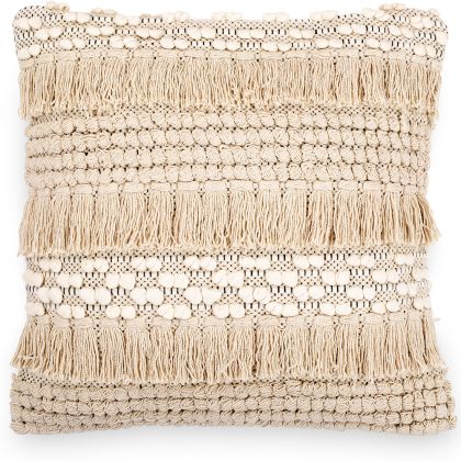 Buy Square Cotton Cushion in Boho Bali Style cover + filling - Serba Cream 60209 home delivery 