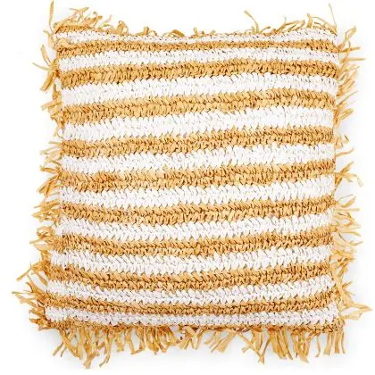 Buy Square Boho Bali Cushion, Raffia cover + filling - Candice Cream 60213 - prices 