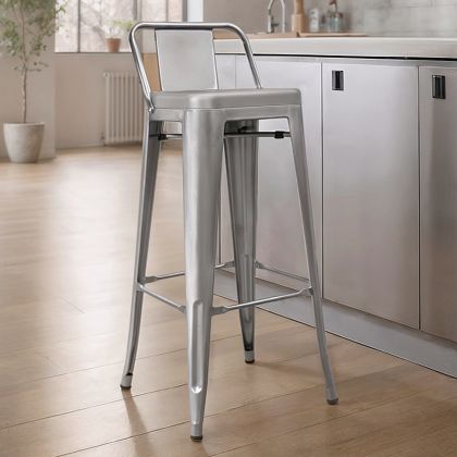Buy Bar Stool with Backrest - Industrial Design - 76cm - New Edition - Metalix Steel 60325 - in the EU 