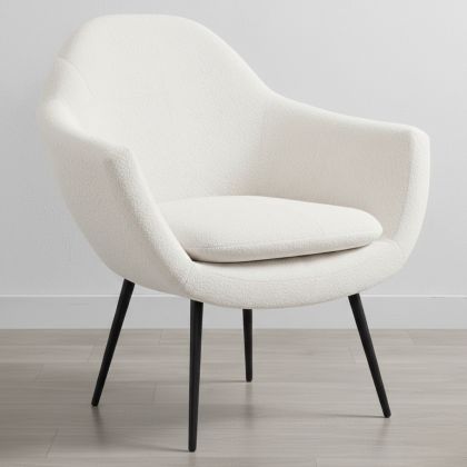 Buy Upholstered boucle accent chair in white - Uby White 60339 with a guarantee 
