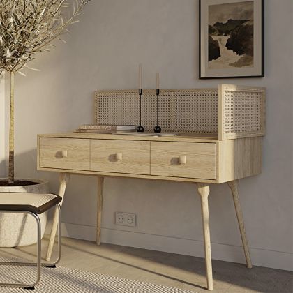 Buy Desk in Cannage Style, Mango and Oak - Maya Natural wood 60348 with a guarantee 