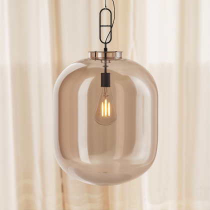 Buy Glass pendant light in modern design, metal and glass - Crada - Medium Amber 60402 home delivery 