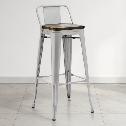 Buy Bar Stool - Industrial Design - Wood and Steel - 76cm - Metalix Light grey 60150 - in the EU 