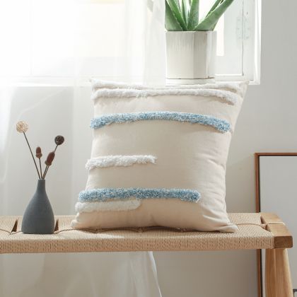 Buy Square Cotton Cushion Boho Bali Style (45x45 cm) cover + filling - Tanyi Blue 60165 - prices 