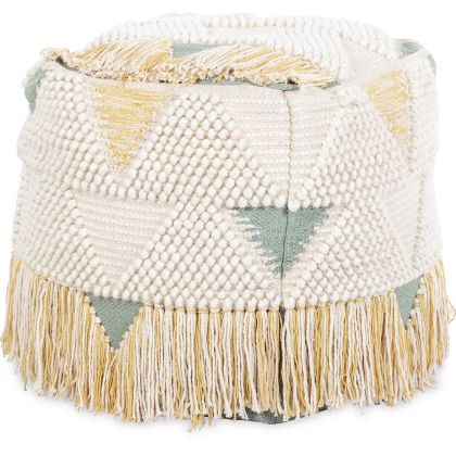 Buy Pouffe Boho Bali , Square in Cotton and wool- Janet Bali Multicolour 60248 in the Europe 