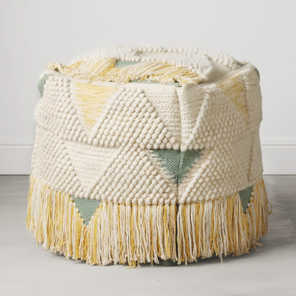 Buy Pouffe Boho Bali , Square in Cotton and wool- Janet Bali Multicolour 60248 with a guarantee 