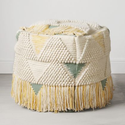 Buy Pouffe Boho Bali , Square in Cotton and wool- Janet Bali Multicolour 60248 in the Europe 