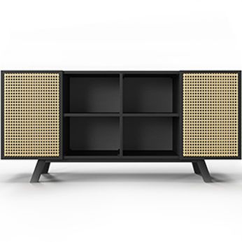 Buy Natural Wood Sideboard - Vintage Design - Black - Oga Black 60362 with a guarantee 