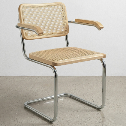 Buy Dining Chair with Armrests - Vintage Design - Wood and Rattan - Lia Natural 60452 - in the EU 