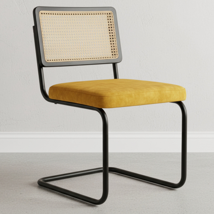 Buy Dining Chair, Natural Rattan And Velvet - Nema Mustard 60456 - prices 