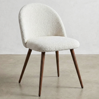 Buy Dining Chair - Upholstered in Bouclé Fabric - Scandinavian - Bennett White 60480 with a guarantee 