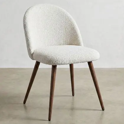 Buy Dining Chair - Upholstered in Bouclé Fabric - Scandinavian - Bennett White 60480 with a guarantee 