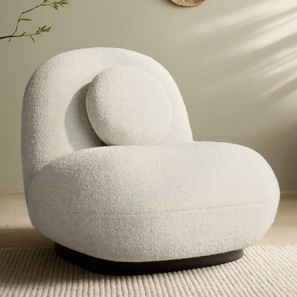 Buy White boucle armchair upholstered - Black legs - Nuiba White 60483 with a guarantee