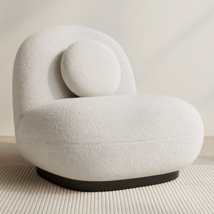 Buy White boucle armchair upholstered - Black legs - Nuiba White 60483 - prices